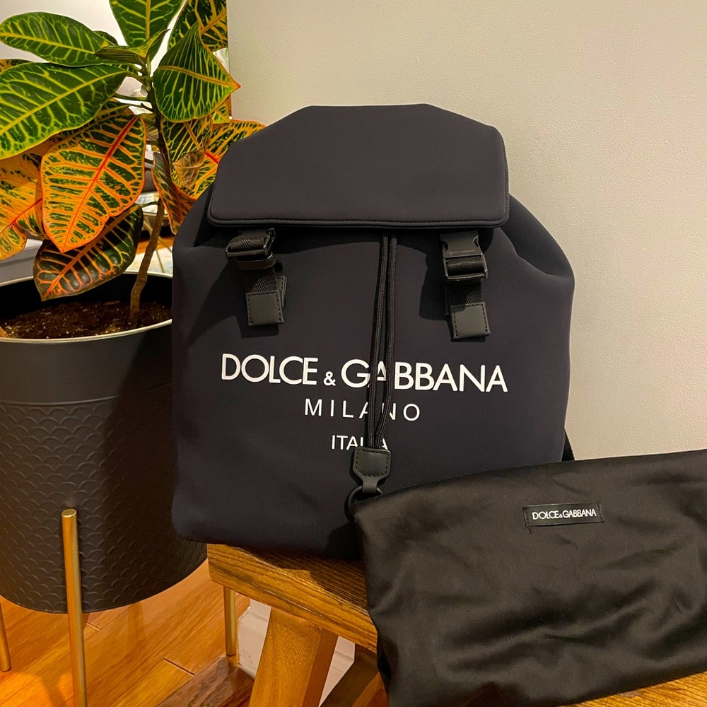 Dolce and Gabbana Black Palermo Logo Backpack Neoprene